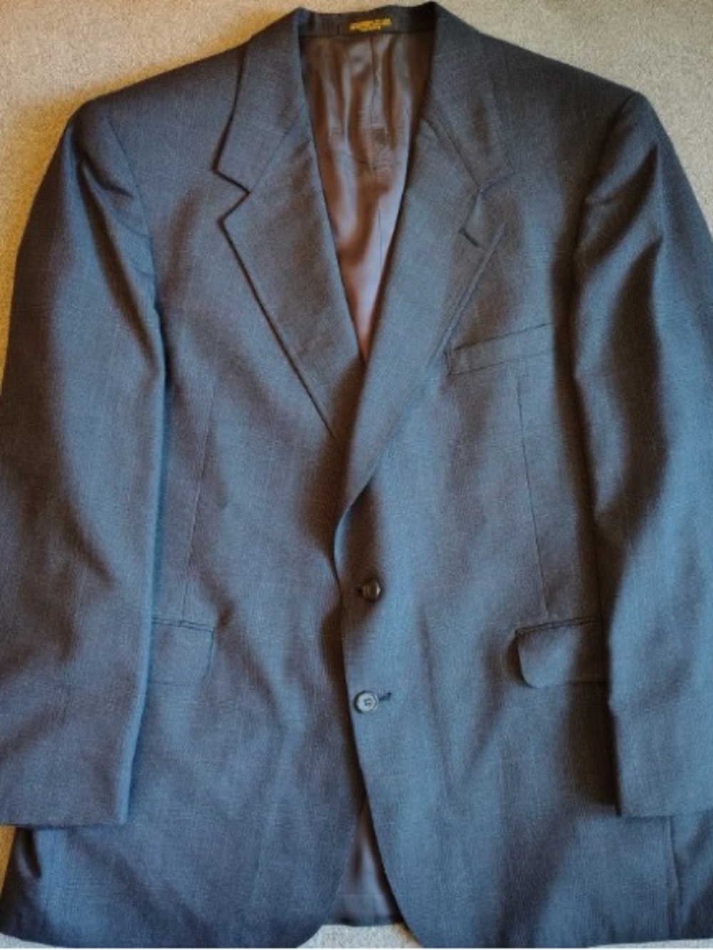 Vtg Evan Picone Wool Blazer Jacket Mens 48L Blue Checked Vented Union Made USA